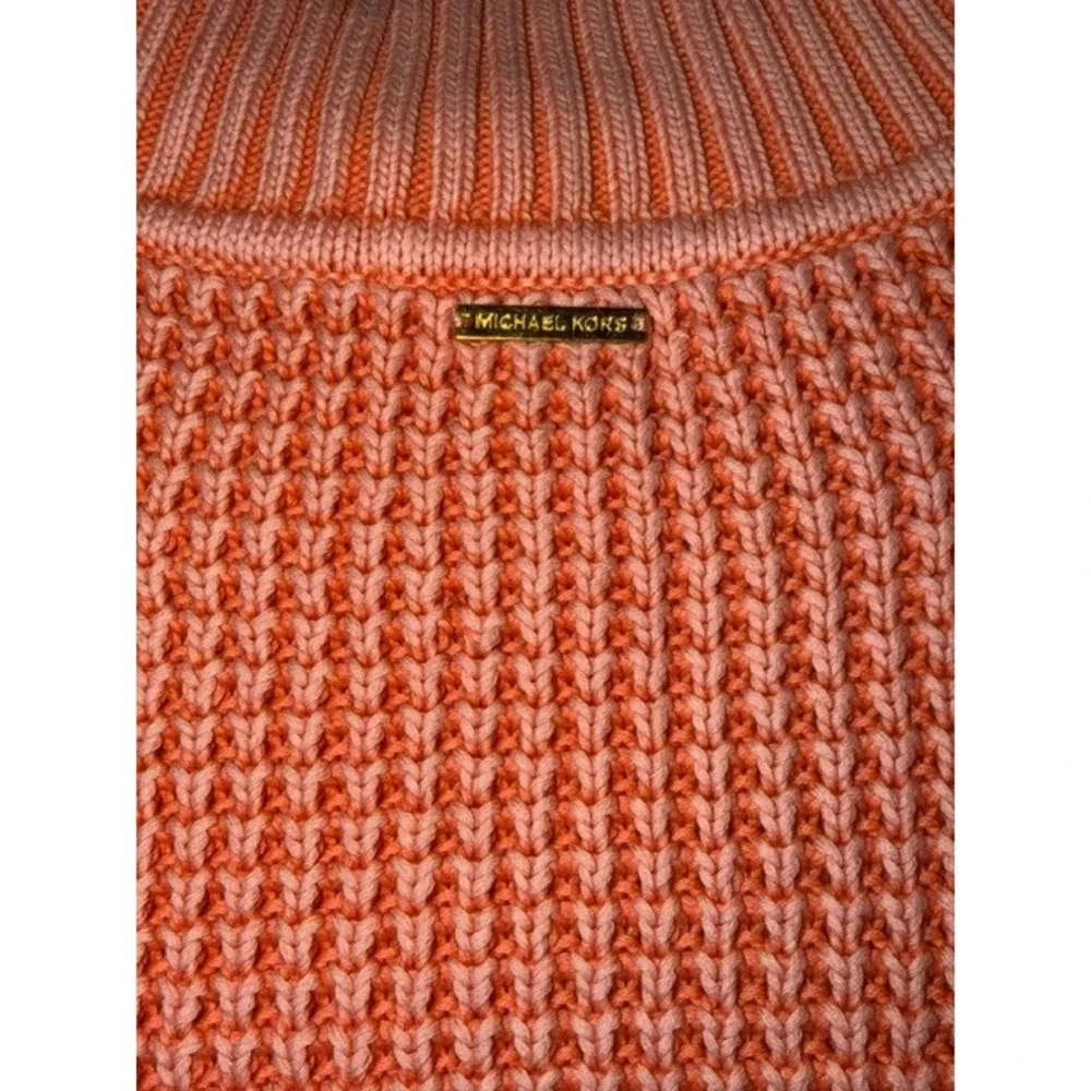 Michael Michael Kors Coral Orange Waffle Knit Mock Neck Sleeveless Sweater XL